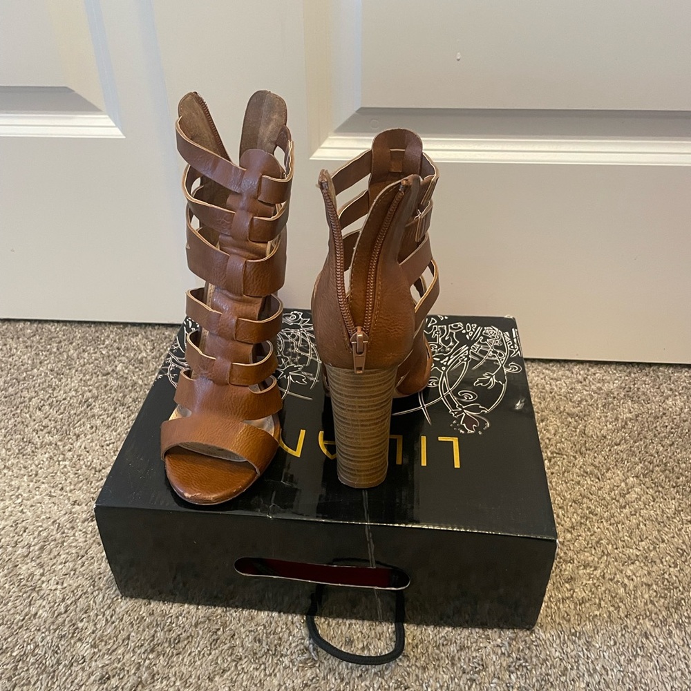 Brown Strappy Heeled Sandals